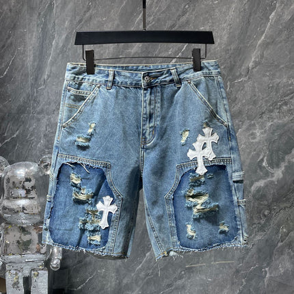 24ss Ch Heavy Industry Cross Patch Denim Shorts Couple Shorts
