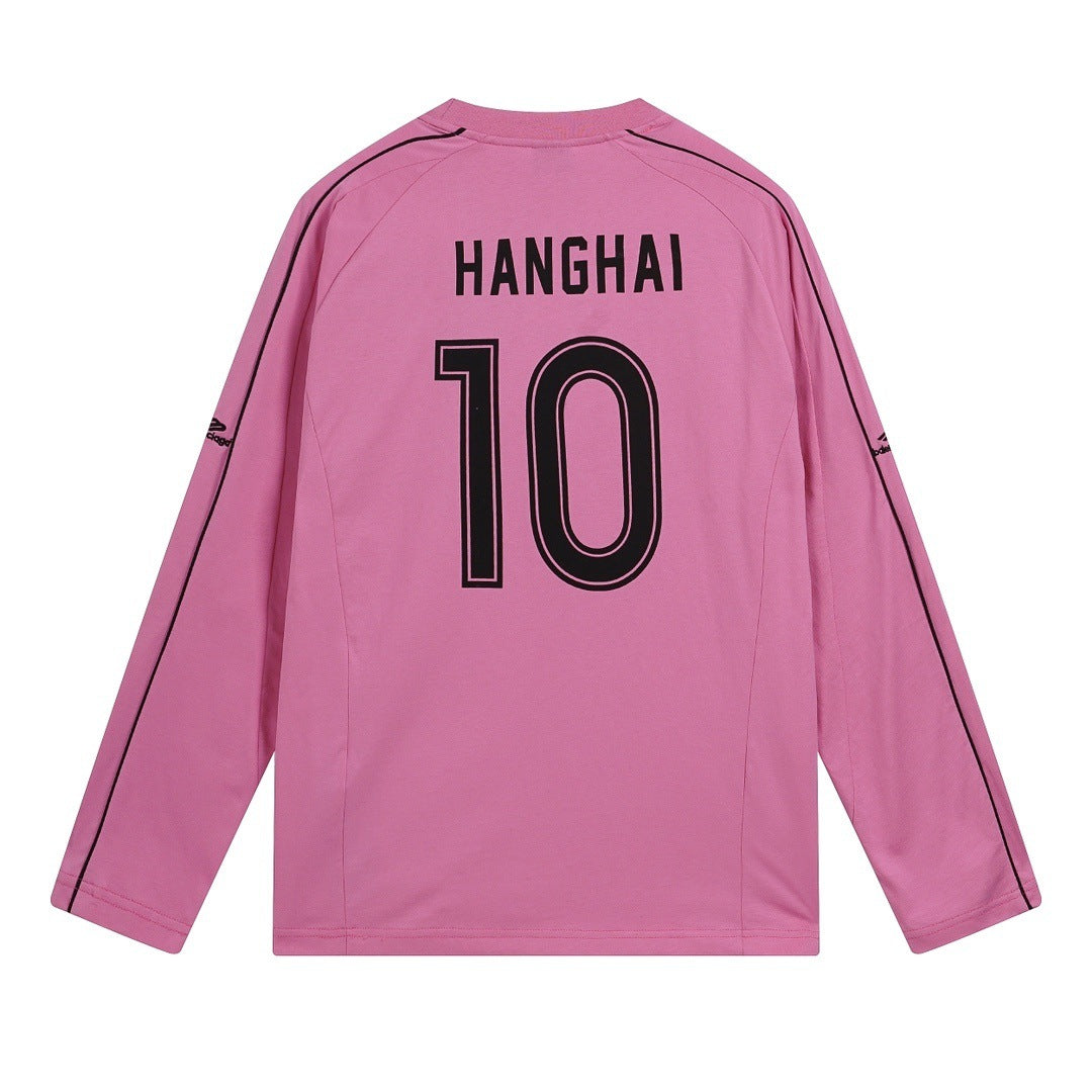 Paris Home High Version Football Logo Printed Crewneck Sweatshirt Loose Fit OS Version Sweatshirt T-shirt