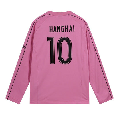 Paris Home High Version Football Logo Printed Crewneck Sweatshirt Loose Fit OS Version Sweatshirt T-shirt