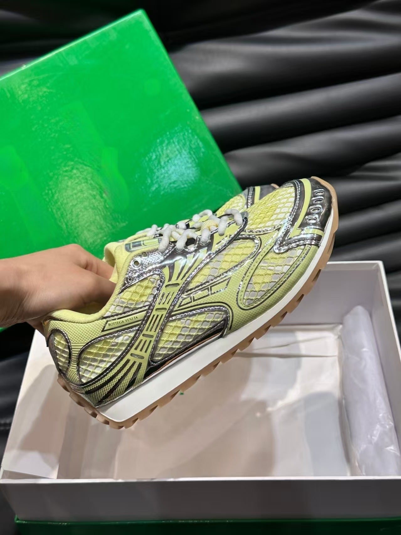 GMabcd New Casual Genuine Leather Mesh Patchwork Dad Shoes Versatile Fashion Couple Lace-up Sneakers