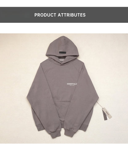 ESSENTIALS HOODIE FOG Season 8 Flocked Small Label Versatile Hooded Sweatshirt Fleece Lined