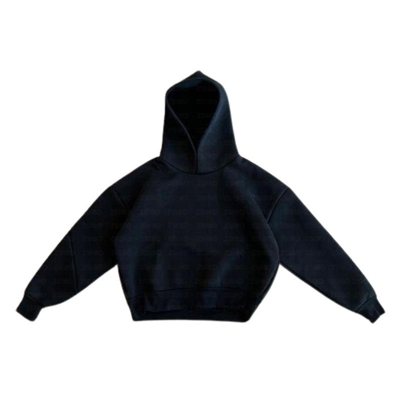 Casual Simple Couple Fashion Hoodie Sweatshirt Solid Color Loose Sweatpants