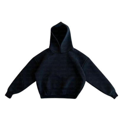 Casual Simple Couple Fashion Hoodie Sweatshirt Solid Color Loose Sweatpants