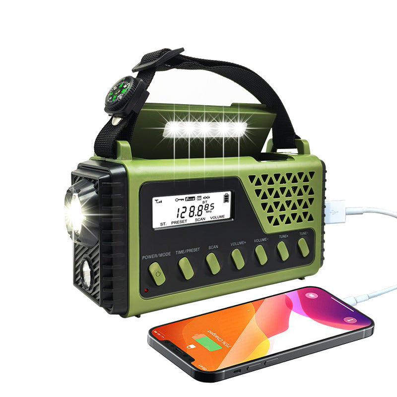 GMABCD Multifunctional Outdoor Solar Hand Crank Emergency Radio AM/FM/SW/BT Bluetooth Radio