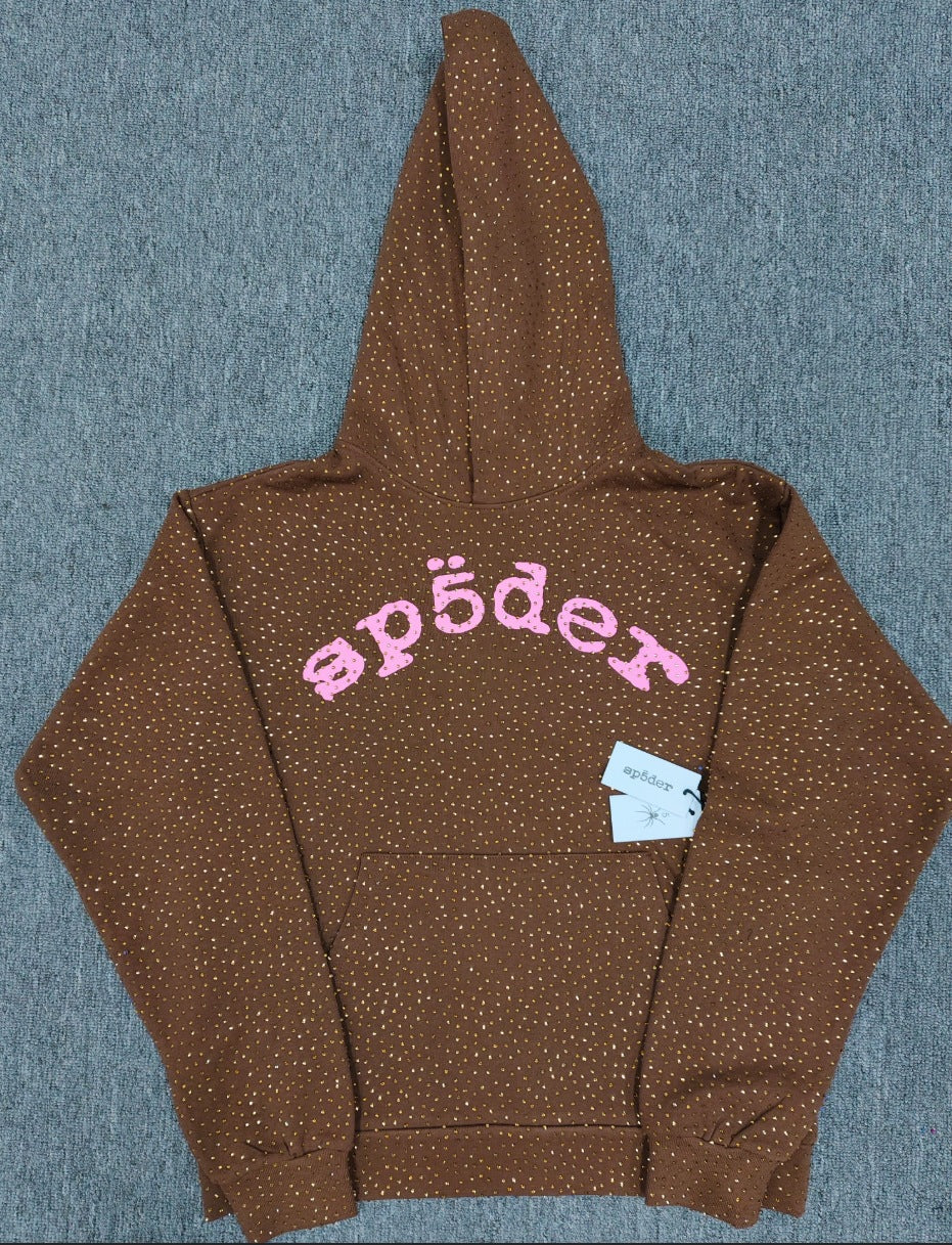 Hoodie Jacket Hip Hop Singer Same Fashion Casual Spider Rhinestone Sp5der Sweater [High Quality]