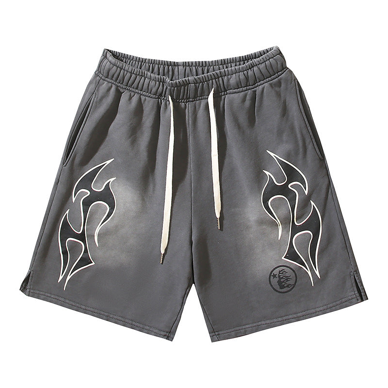 Washed Vintage Casual Shorts 2024 Summer New European and American Trendy Brand Five-Point Shorts
