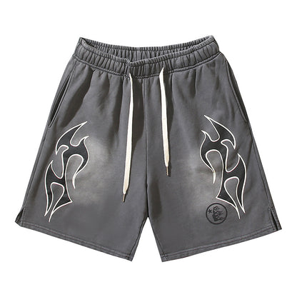 Washed Vintage Casual Shorts 2024 Summer New European and American Trendy Brand Five-Point Shorts