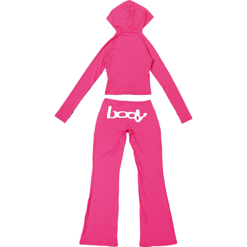 2025 Autumn Women's New Fashion Hooded Camouflage Print Long Sleeve Sports Trendy Slim Fit Long Pants Two-Piece Set