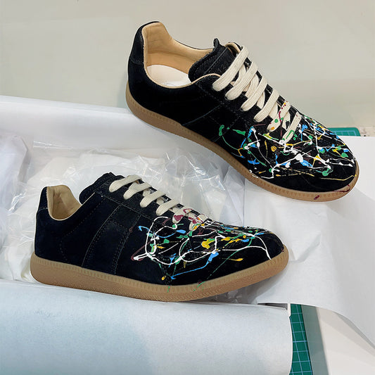 GMabcd mm6 Dexun Shoes for Women 2025 New Model Top Layer Cowhide Raw Rubber Sole Comfortable Casual Sneakers for Men and Women