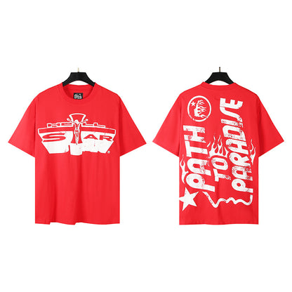 [4]2025 Summer New American Fashion Brand Male and Female Couples Wear plus Size Loose Pullover Short Sleeve T-shirt Youth Tee