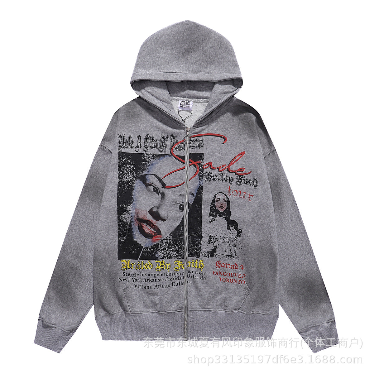 1996 Embroidered Logo Letter Zip-Up Loose-Fit Unisex Hooded Sweatshirt (Part 2)