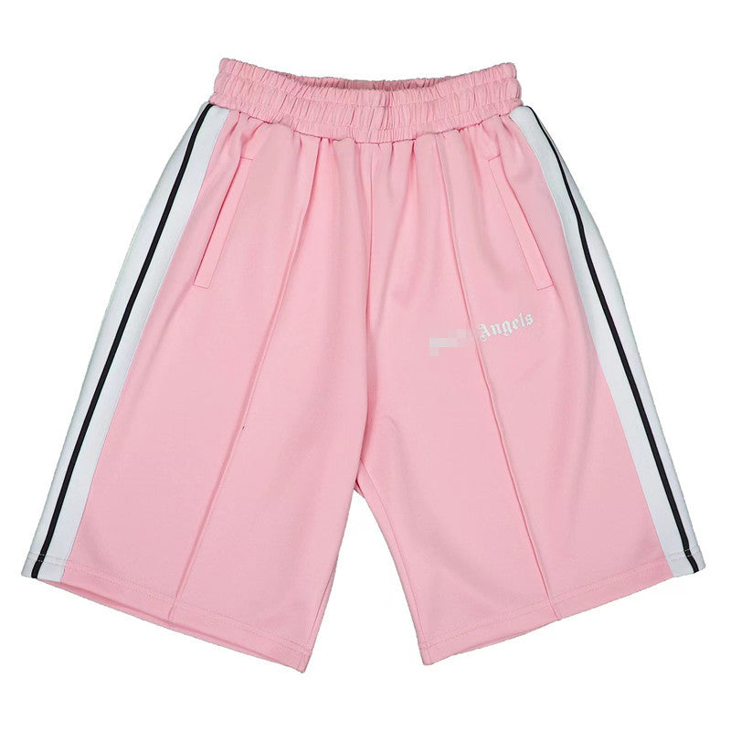 PA Angel Trendy Brand Striped Rainbow Ribbon Shorts Unisex Couple Fog High Street Palm Tree Loose Five-Point Pants