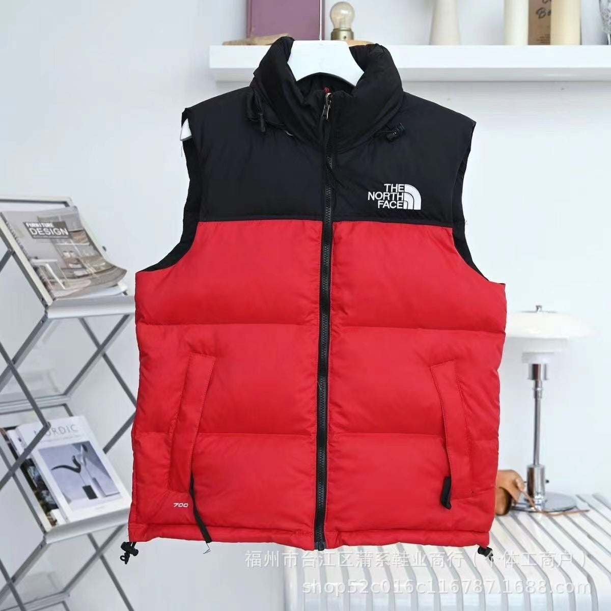 GMabcdNorth-Face 1996 Down Vest Unisex American Version TNF700 Puff Embroidery Winter Vest Couple Style Reversible
