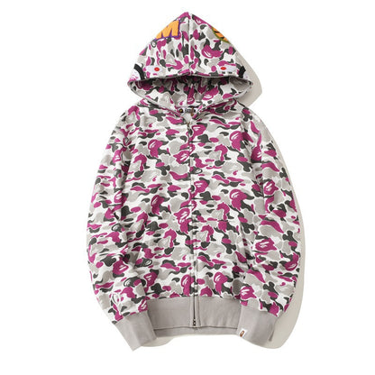 Baby Apee Shark Camouflage Hooded Cardigan Zipper Fashion Brand Comfortable Men's Women's Pullover Coat