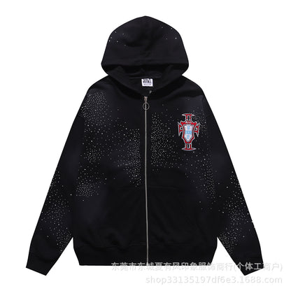 1996 Embroidered Logo Letter Zip-Up Loose-Fit Unisex Hooded Sweatshirt (Part 2)