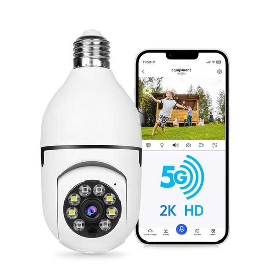 Light Bulb Security Camera with 3MP HD, Infrared Night Vision, Pan/Tilt, 2-Way Audio, Human Detection & Alexa Compatibility