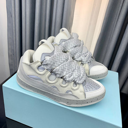 GMabcd Thick-Soled Lace-Up Dad Shoes Couple Training Shoes Casual Sneakers
