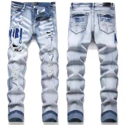 GMAM Heavy Craft Washed Distressed High Street Embroidered Unisex Jeans