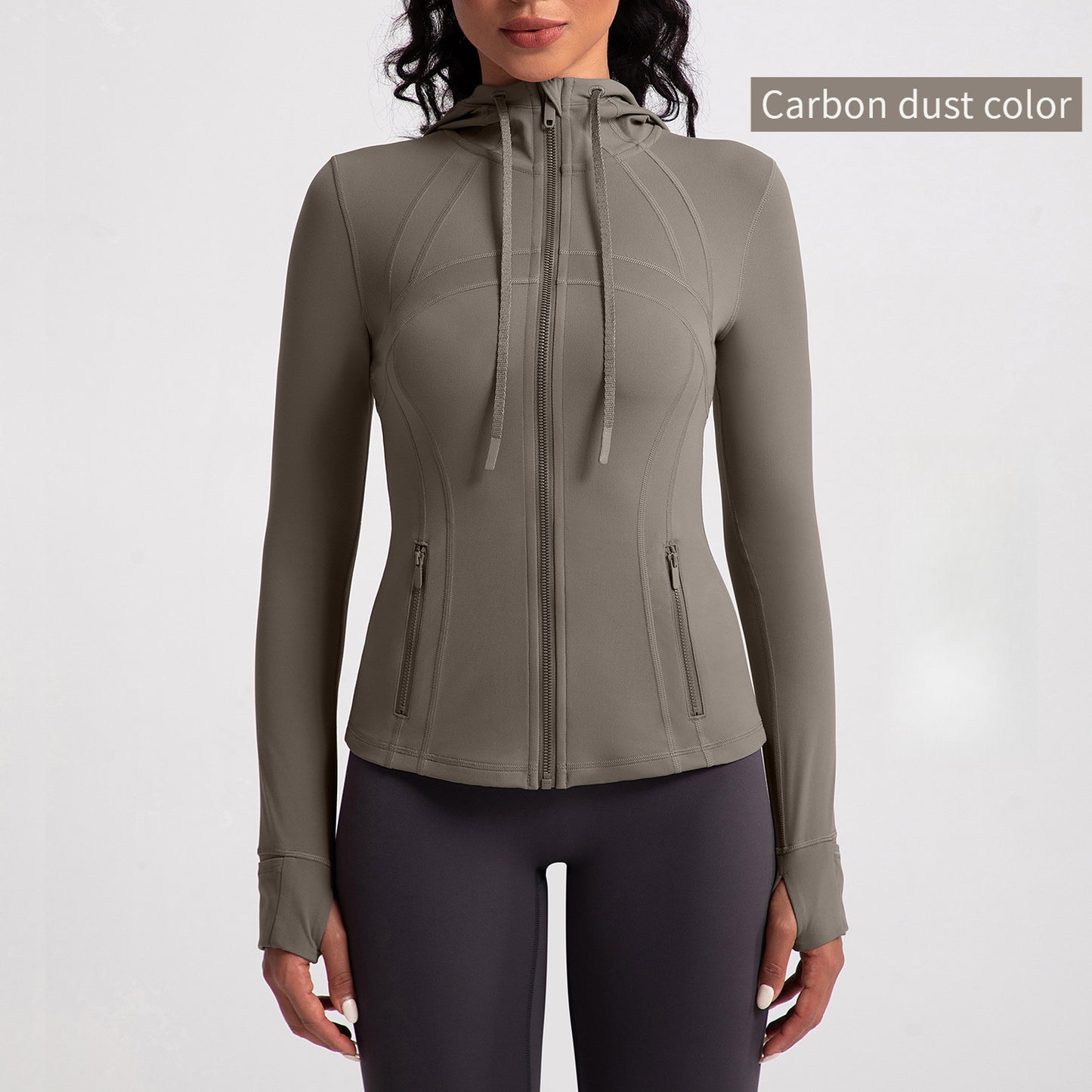 Athena Liu hooded yoga jacket for women, slim fit, zipper, running, fitness, sports jacket