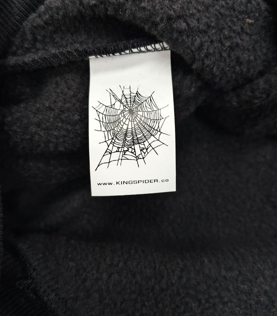 Trendy Brand Hoodie Casual Jacket Letter Black Strap Rhinestone Zipper Sp5-der Sweatshirt Men