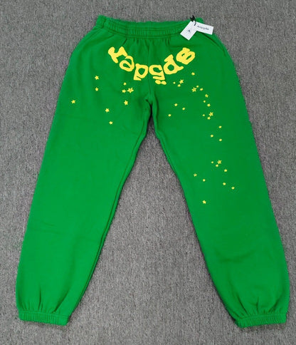 [Fleece Lined]Young Thug American Style Brand Sp5DER 555555 Spider Web Foam Print Casual Unisex Sweatpants
