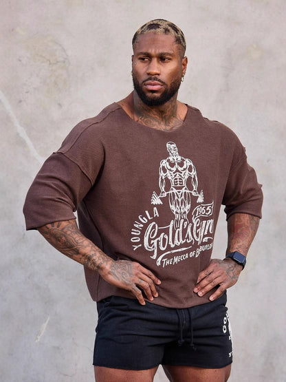 YOUN-GLA Collaboration GOLD'S Summer New Men's T-Shirt Jogger Sports Fitness Cotton Loose Short Sleeve
