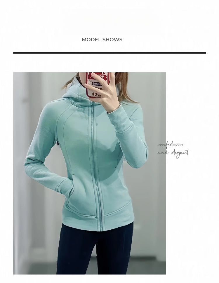 Lulu Same Style Scuba Women's Zipper Hooded Sweatshirt Autumn Winter Women's Outdoor Casual Warm Top Sports Jacket