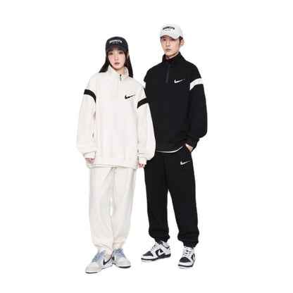 Men's 2024 Sports Casual Set Unisex Autumn Trendy Sweatshirt Long Pants Student Loose Running Two-piece Set