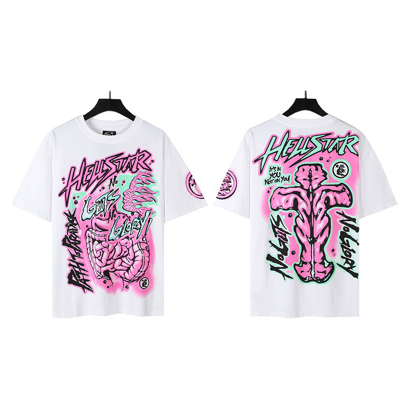 [4]2025 Summer New American Fashion Brand Male and Female Couples Wear plus Size Loose Pullover Short Sleeve T-shirt Youth Tee
