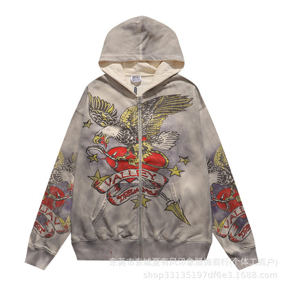 1996 Embroidered Logo Letter Zip-Up Loose-Fit Unisex Hooded Sweatshirt (Part 2)