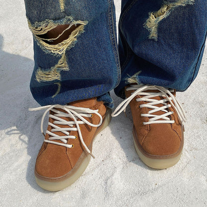 Men's Shoes 2025 Winter New Trend Retro Casual Versatile Thick-Soled Sports Loafers Warm