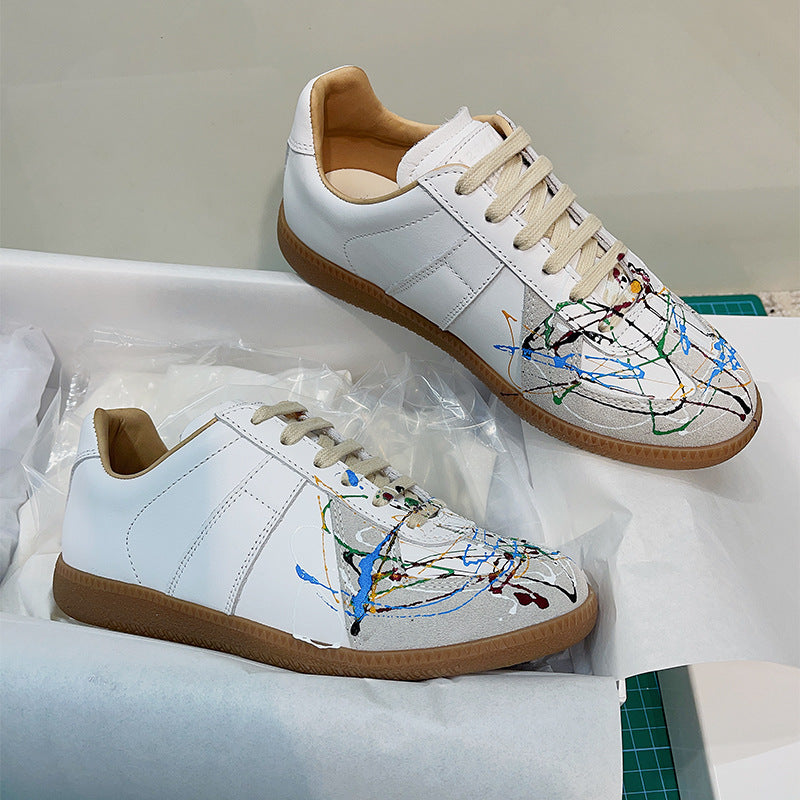 GMabcd mm6 Dexun Shoes for Women 2025 New Model Top Layer Cowhide Raw Rubber Sole Comfortable Casual Sneakers for Men and Women