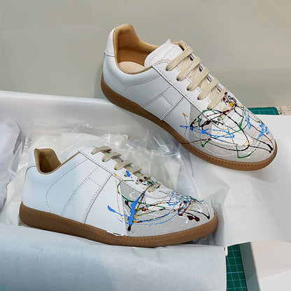 GMabcd mm6 Dexun Shoes for Women 2025 New Model Top Layer Cowhide Raw Rubber Sole Comfortable Casual Sneakers for Men and Women