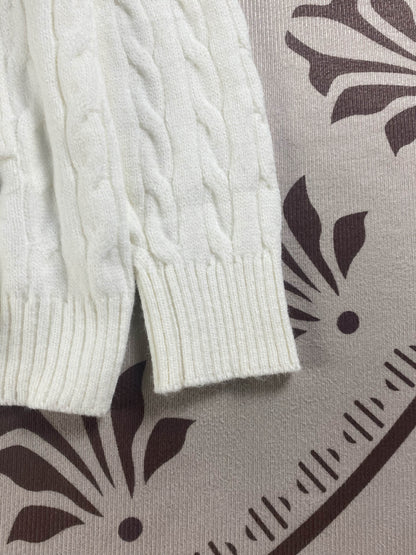 RL Raff Pony Label Autumn Winter Warm Cable Knit Zipper Sweater Cardigan Women Embroidered Cable Cardigan Men