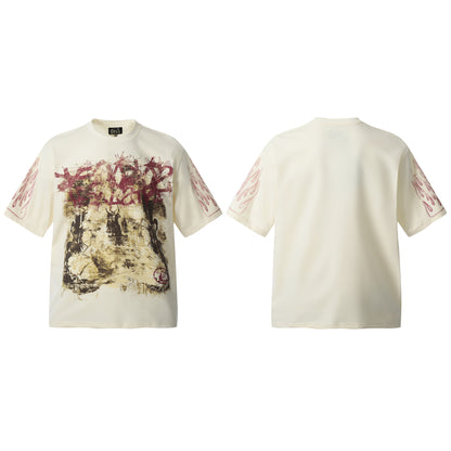 2025 Summer New European and American Trendy Brand Unisex Couple's Plus Size Loose Pullover Short Sleeve T-Shirt Youth Tee