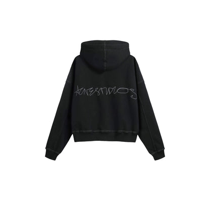 1996 Embroidered Logo Letter Zip-Up Loose-Fit Unisex Hooded Sweatshirt (Part 2)