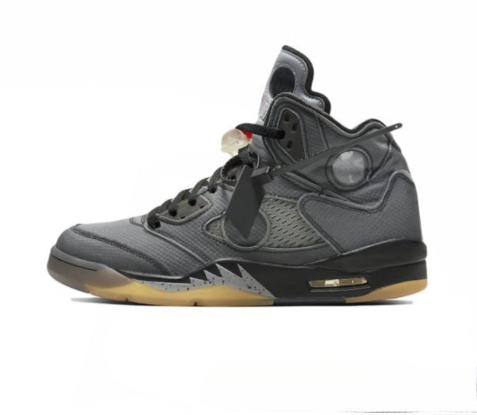 GMabcd-AJ5 High High-Top Basketball Shoes Buckle Broken Rukawa Kaede White Cement Ice Blue Low-Top Cushion Men and Women Sneakers