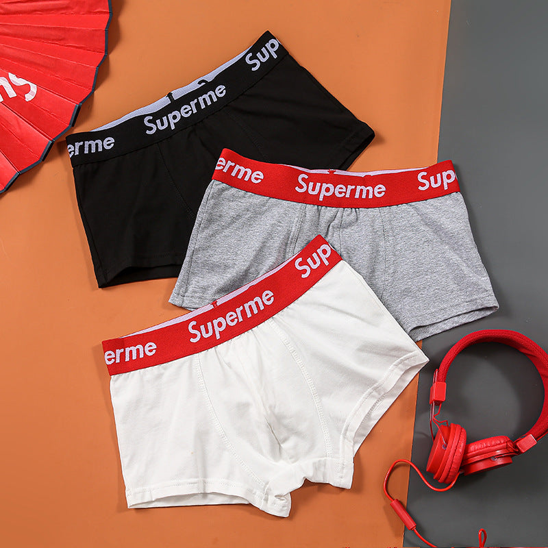 Men's Cotton Underwear Trendy Wide Waistband Mid-Rise Loose Breathable Youth Fashion Four-Corner Comfortable Large Sports Shorts