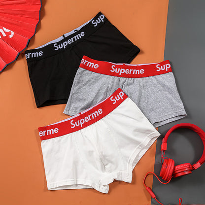 Men's Cotton Underwear Trendy Wide Waistband Mid-Rise Loose Breathable Youth Fashion Four-Corner Comfortable Large Sports Shorts