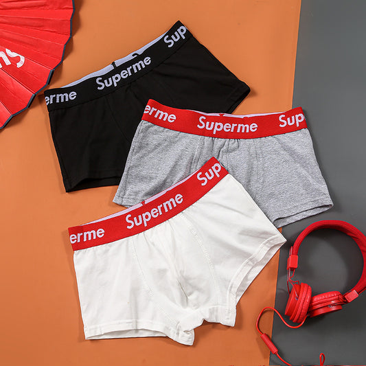 Men's Cotton Underwear Trendy Wide Waistband Mid-Rise Loose Breathable Youth Fashion Four-Corner Comfortable Large Sports Shorts
