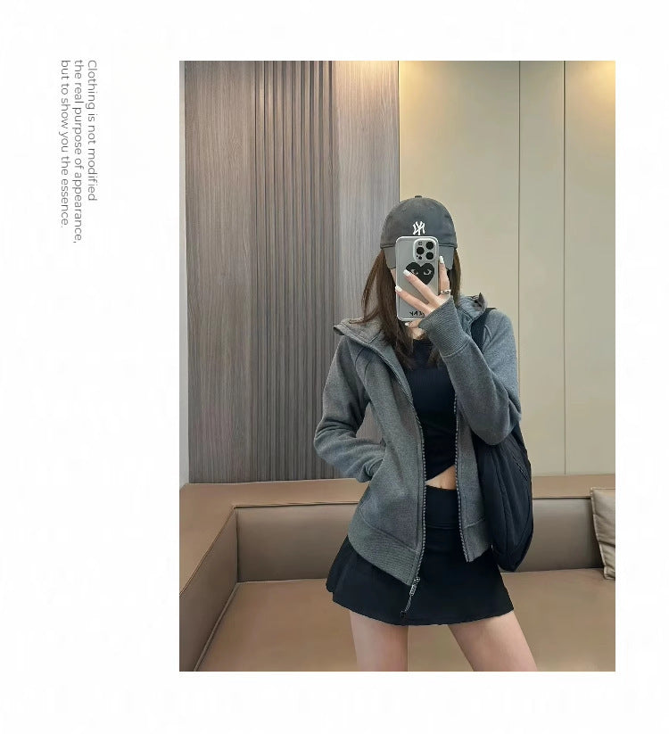 Lulu Same Style Scuba Women's Zipper Hooded Sweatshirt Autumn Winter Women's Outdoor Casual Warm Top Sports Jacket