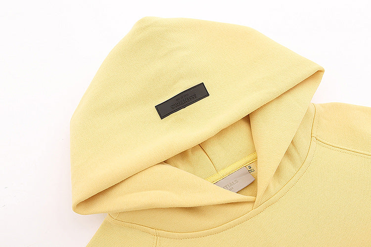 FQG Double-Line ESSENTIALS Hooded Sweatshirt with 3D Silicone Letter Print Unisex Loose Hoodie