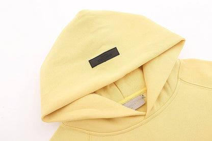 FQG Double-Line ESSENTIALS Hooded Sweatshirt with 3D Silicone Letter Print Unisex Loose Hoodie