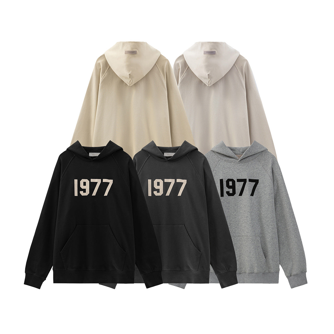 2025 New FOG 1977 Flocked Print Digital High Street European and American Style Sweatshirt Loose Casual Pants Unisex Set