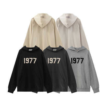 2025 New FOG 1977 Flocked Print Digital High Street European and American Style Sweatshirt Loose Casual Pants Unisex Set