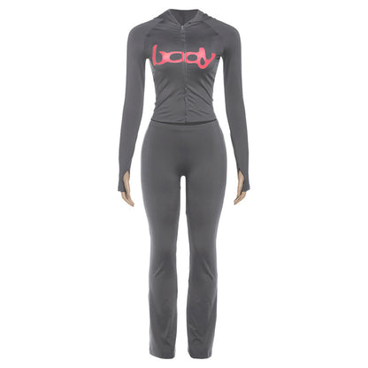 2025 Autumn Women's New Fashion Hooded Camouflage Print Long Sleeve Sports Trendy Slim Fit Long Pants Two-Piece Set