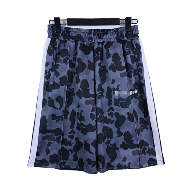 PA Angel Trendy Brand Striped Rainbow Ribbon Shorts Unisex Couple Fog High Street Palm Tree Loose Five-Point Pants