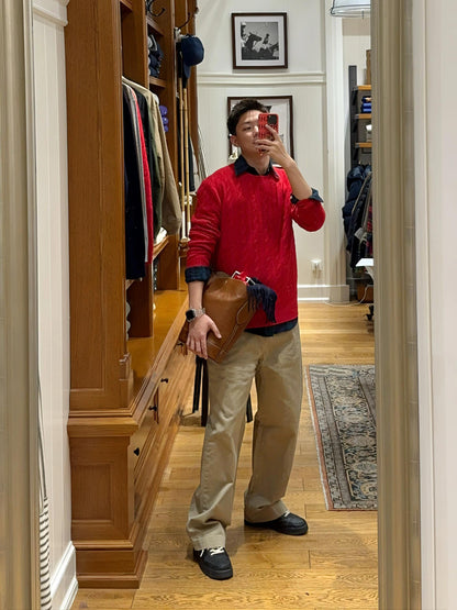 RL Sweater Women Embroidered Round Neck Knitwear Men Autumn Winter Warm Cable Couple