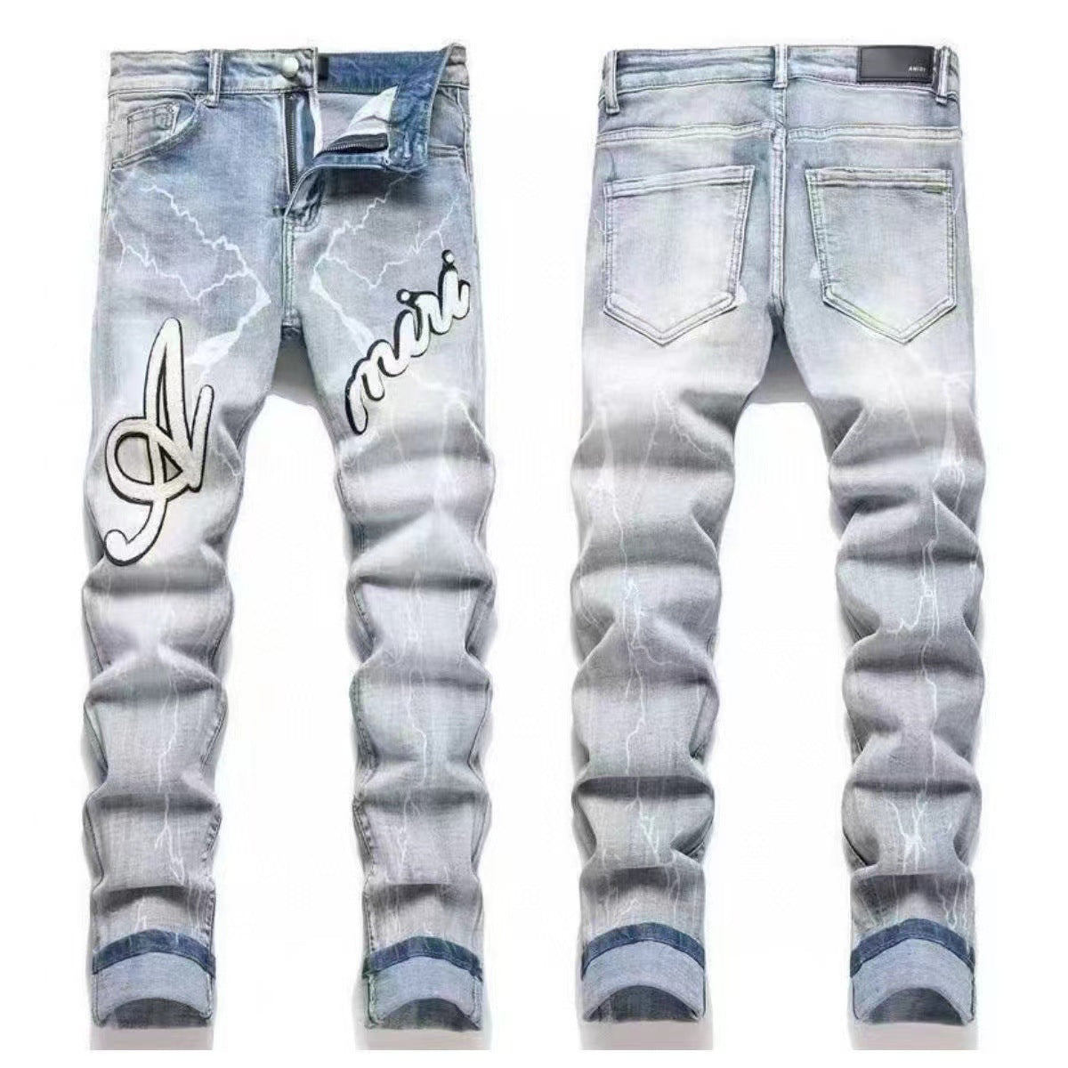 GMAM Heavy Craft Washed Distressed High Street Embroidered Unisex Jeans