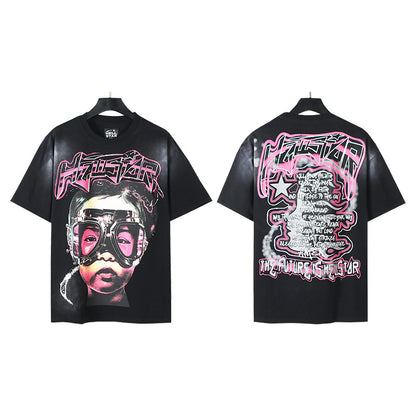 [2]2025 Summer New American Fashion Brand Male and Female Couples Wear plus Size Loose Pullover Short Sleeve T-shirt Youth Tee